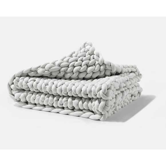 Gravity Chunky Knit Weighted Blanket (Single - 42" x 65" - 10lbs) in White - Picture 1 of 4